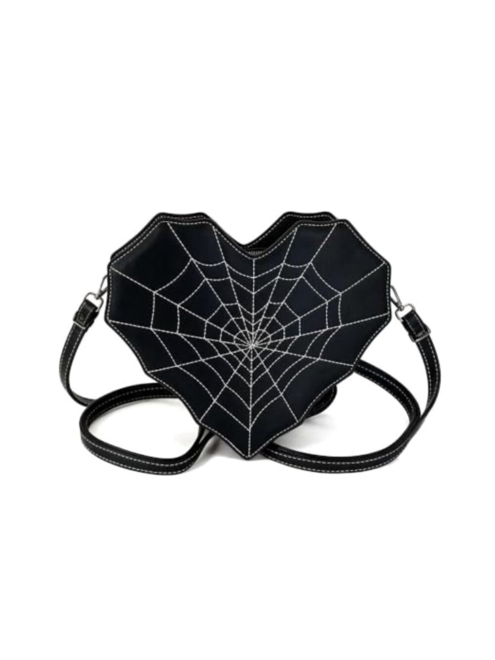Gothic Heart Shaped Faux Leather Crossbody Backpack Spider Web Convertible
